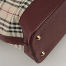 BURBERRY Nova Check Tote Bag Canvas Leather Beige Red gold Auth 111118-16