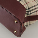BURBERRY Nova Check Tote Bag Canvas Leather Beige Red gold Auth 111118-17