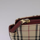 BURBERRY Nova Check Tote Bag Canvas Leather Beige Red gold Auth 111118-11