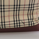 BURBERRY Nova Check Tote Bag Canvas Leather Beige Red gold Auth 111118-3