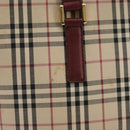 BURBERRY Nova Check Tote Bag Canvas Leather Beige Red gold Auth 111118-4