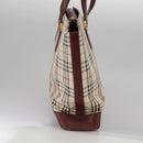 BURBERRY Nova Check Tote Bag Canvas Leather Beige Red gold Auth 111118-6
