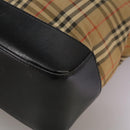 BURBERRY Nova Check Tote Bag Canvas Leather Beige Black gold Auth 111119-14