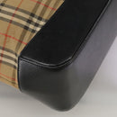 BURBERRY Nova Check Tote Bag Canvas Leather Beige Black gold Auth 111119-15