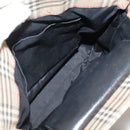 BURBERRY Nova Check Tote Bag Canvas Leather Beige Black gold Auth 111119-12