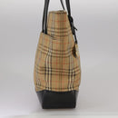 BURBERRY Nova Check Tote Bag Canvas Leather Beige Black gold Auth 111119-4