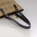 BURBERRY Nova Check Tote Bag Canvas Leather Beige Black gold Auth 111119-7