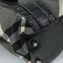 BURBERRY Nova Check Tote Bag PVC Enamel Gray Black Auth 111120-11