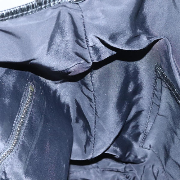 BURBERRY Nova Check Tote Bag PVC Enamel Gray Black Auth 111120