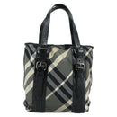 BURBERRY Nova Check Tote Bag PVC Enamel Gray Black Auth 111120-2