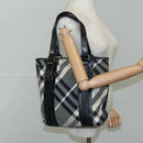 BURBERRY Nova Check Tote Bag PVC Enamel Gray Black Auth 111120-21