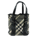 BURBERRY Nova Check Tote Bag PVC Enamel Gray Black Auth 111120-3