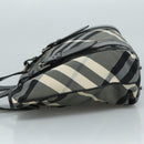 BURBERRY Nova Check Tote Bag PVC Enamel Gray Black Auth 111120-5