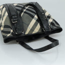 BURBERRY Nova Check Tote Bag PVC Enamel Gray Black Auth 111120-6