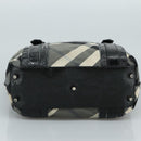 BURBERRY Nova Check Tote Bag PVC Enamel Gray Black Auth 111120-9