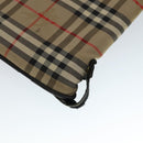 Burberrys Nova Check Garment Cover Canvas Leather Beige Brown gold Auth 111127-16