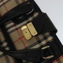 Burberrys Nova Check Garment Cover Canvas Leather Beige Brown gold Auth 111127-18