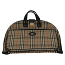 Burberrys Nova Check Garment Cover Canvas Leather Beige Brown gold Auth 111127-13