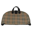 Burberrys Nova Check Garment Cover Canvas Leather Beige Brown gold Auth 111127-2