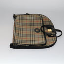 Burberrys Nova Check Garment Cover Canvas Leather Beige Brown gold Auth 111127-3