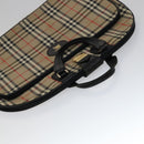 Burberrys Nova Check Garment Cover Canvas Leather Beige Brown gold Auth 111127-6