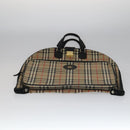 Burberrys Nova Check Garment Cover Canvas Leather Beige Brown gold Auth 111127-5