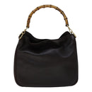 GUCCI Bamboo Hand Bag Leather 2way Brown Gold 001 2058 1638 0 Auth 111180-13