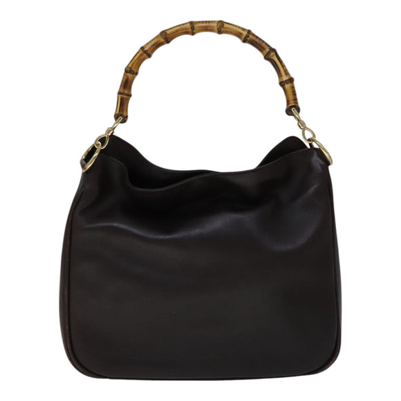 GUCCI Bamboo Hand Bag Leather 2way Brown Gold 001 2058 1638 0 Auth 111180