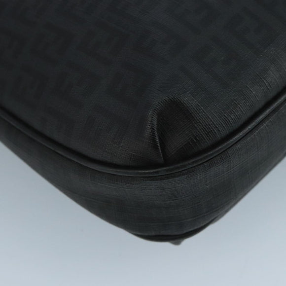 FENDI Zucchino Canvas Shoulder Bag Gold Black Auth 111182