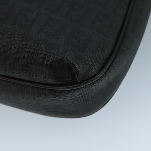 FENDI Zucchino Canvas Shoulder Bag Gold Black Auth 111182