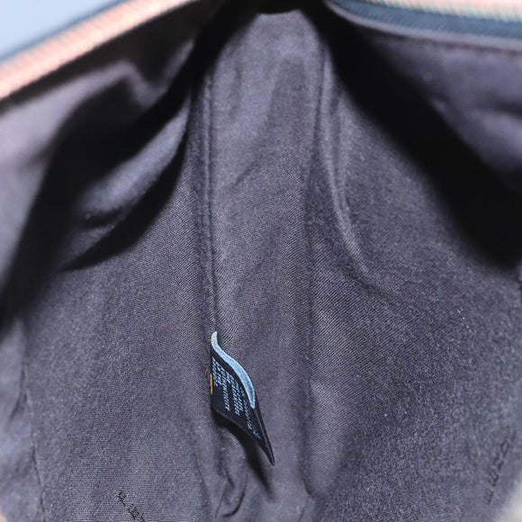 FENDI Zucchino Canvas Shoulder Bag Gold Black Auth 111182