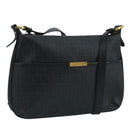 FENDI Zucchino Canvas Shoulder Bag Gold Black Auth 111182-1