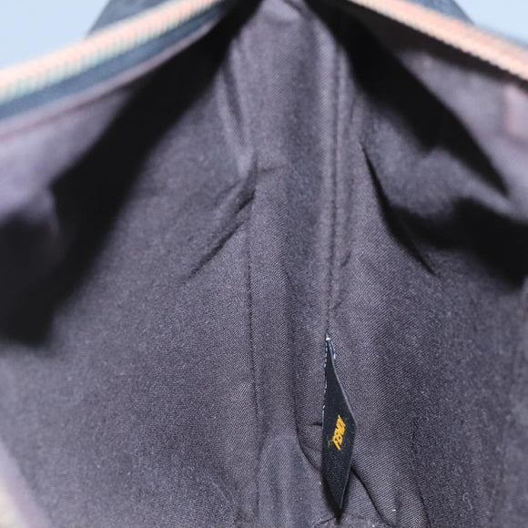 FENDI Zucchino Canvas Shoulder Bag Gold Black Auth 111182