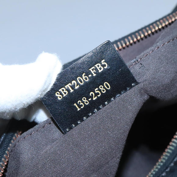 FENDI Zucchino Canvas Shoulder Bag Gold Black Auth 111182