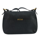FENDI Zucchino Canvas Shoulder Bag Gold Black Auth 111182-13