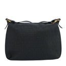 FENDI Zucchino Canvas Shoulder Bag Gold Black Auth 111182-2