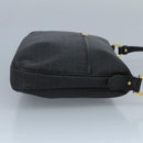 FENDI Zucchino Canvas Shoulder Bag Gold Black Auth 111182-3