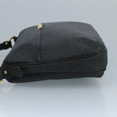 FENDI Zucchino Canvas Shoulder Bag Gold Black Auth 111182-4