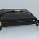 FENDI Zucchino Canvas Shoulder Bag Gold Black Auth 111182-6