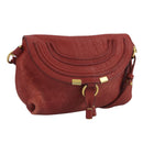 Chloe Mercy Shoulder Bag Leather Red Gold Auth 111189-1