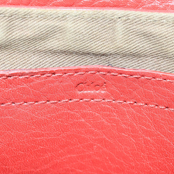 Chloe Mercy Shoulder Bag Leather Red Gold Auth 111189