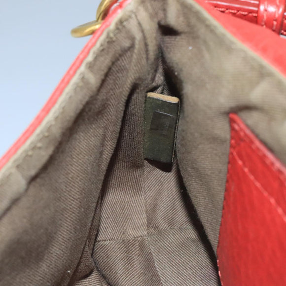 Chloe Mercy Shoulder Bag Leather Red Gold Auth 111189