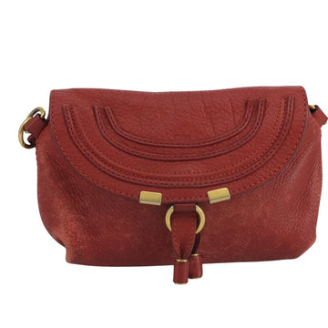 Chloe Mercy Shoulder Bag Leather Red Gold Auth 111189 - 0