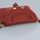 Chloe Mercy Shoulder Bag Leather Red Gold Auth 111189-6