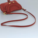 Chloe Mercy Shoulder Bag Leather Red Gold Auth 111189-7