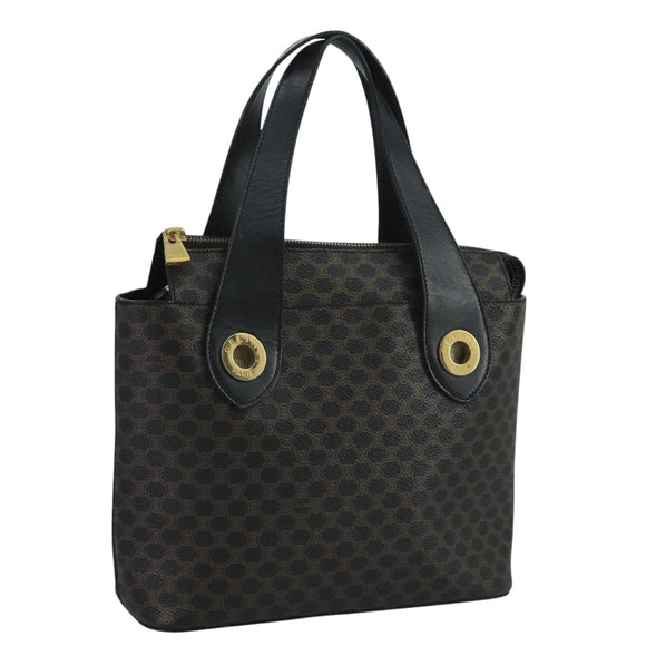 CELINE Macadam Canvas Hand Bag PVC Black Auth 111195