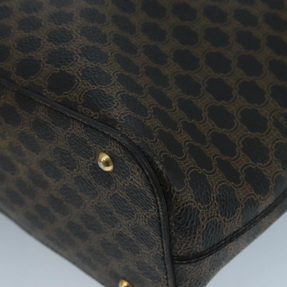 CELINE Macadam Canvas Hand Bag PVC Black Auth 111195