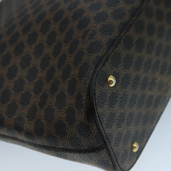 CELINE Macadam Canvas Hand Bag PVC Black Auth 111195