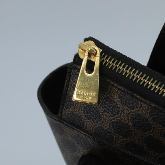 CELINE Macadam Canvas Hand Bag PVC Black Auth 111195