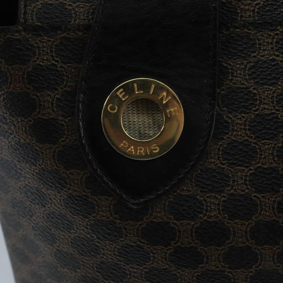 CELINE Macadam Canvas Hand Bag PVC Black Auth 111195